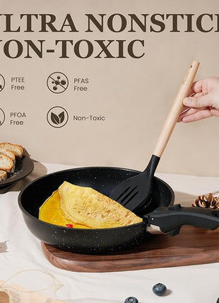 KIKCOIN Pots and Pans Set, 30 Pack Nonstick Cookware Set Detachable Handle, Induction RV Kitchen Cooking Set with Removable Handle, Frying Pans, Casserole - Dishwasher/Oven Safe, PFOA Free