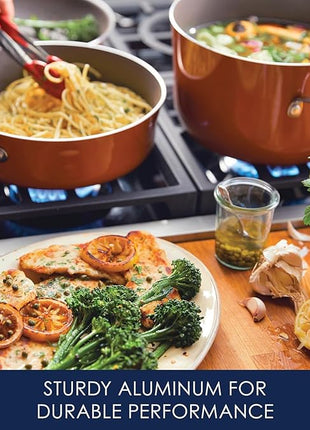 Rachael Ray Cucina Nonstick Cookware Pots and Pans Set, 12 Piece, Pumpkin Orange