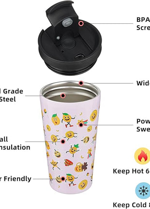BJPKPK 18oz Tumbler With lid And Straw Stainless Steel Travel Coffee Mug Insulated Tumblers Cups,Hawaii Fruits Purple