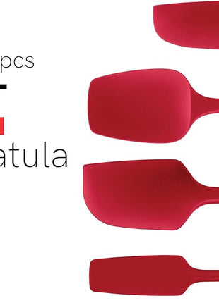 UpGood Silicone Spatula Set 600°F - High Heat Resistant Nonstick, Small and Large Kitchen Spatulas - Flexible BPA Free Professional Grade Cookware - Utensils for Cooking, Baking, Mixing(4 Pcs, Red)