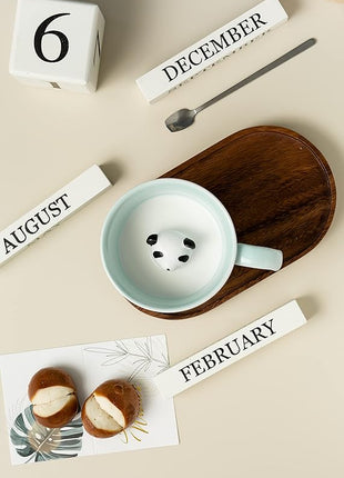 DIHOclub Panda Ceramic Cup Hidden 3D Animal Inside Mug,Cute Cartoon Handmade Figurine Mugs,Holiday and Birthday Gift for Coffee & Tea Lovers,12 OZ (Blue)