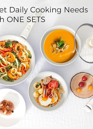 15Pcs Pots and Pans Set Non Stick, Cookware Sets with Detachable Handle, Nonstick RV Kitchen Cooking Tools Removable Handles, Oven Safe, Induction Fast, Stackable Induction Cookware, Purple