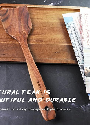 Wooden Spatulas, 1 Pcs Natural Teak Wood Spoon for Cooking Wooden Kitchen Utensil Wooden Spoons & Spurtle for Cooking