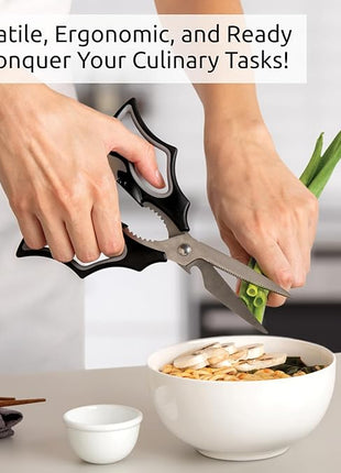 OTOTO Elizabat Kitchen Scissors - Halloween Goth Cute Bat Kitchen Shears, Gothic Scissors Utensils - Spooky Bats Halloween Gifts, Cute Gadgets
