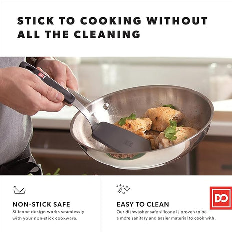 DI ORO Spatulas for Kitchen Use - Forever Warranty - 600°F Heat-Resistant Silicone - Turner Spatula Set for Cooking - BPA Free Wide Pancake Spatulas - Egg Flippers for Nonstick Cookware Safe (3pc)