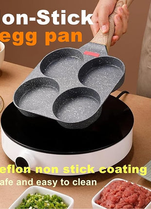 4-Cup Egg Pan Nonstick, and Granite Egg Frying Pan, Versatile Breakfast Skillet for Eggs, Pancakes, Plett, Crepes, Compatible with Gas Stove and Induction Cooktop