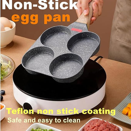 4-Cup Egg Pan Nonstick, and Granite Egg Frying Pan, Versatile Breakfast Skillet for Eggs, Pancakes, Plett, Crepes, Compatible with Gas Stove and Induction Cooktop