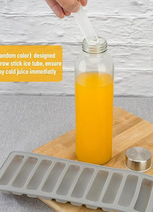 Zukro Glass Water Bottles with Lids 18 oz, 3 Pack Reusable Juice Bottles With Stainless Steel Airtight Cap for Juicing, Leak Proof Clear Drinking Jar Beverage storage container for Fridge, BPA Free