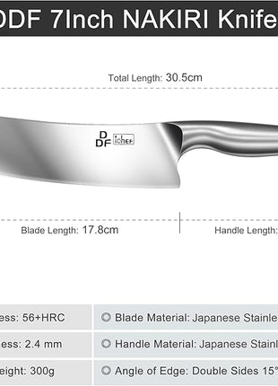 DDF iohEF Nakiri Kitchen Knife, Chef's Knife In Japanese Stainless Steel Professional Cooking Knife, Non-slip Ultra Sharp Knife with Ergonomic Handle