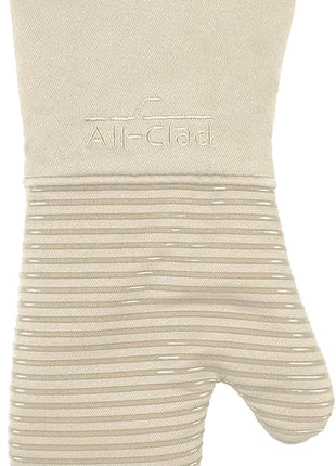 All-Clad Premium Silicone Oven Mitt: Heat Resistant to 500 Degrees - 100% Cotton & Silicone, 14"x7" Pot Holder for Kitchen and Barbeque, (1-Pack), Almond