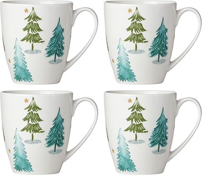 Lenox 880069 Balsam Lane 4-Piece Mug Set, Christmas Drinkware, Holiday Hosting (Pack of 8)