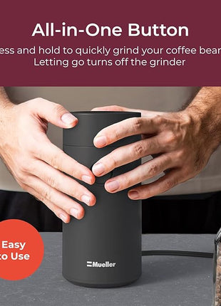 MuellerLiving Electric Coffee Grinder for Spice, Nut, Herbs and Coffee Beans, Sharp Blade, Stainless Steel - Black