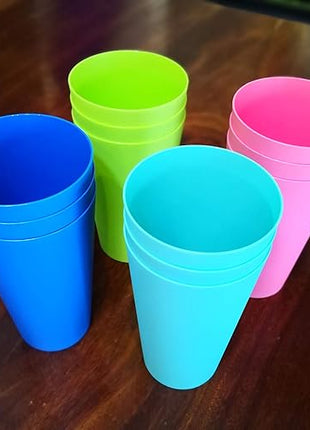 32-ounce Plastic Tumblers Reusable Dishwasher Safe BPA Free Set of 12 Multicolor Large Drinking Cups