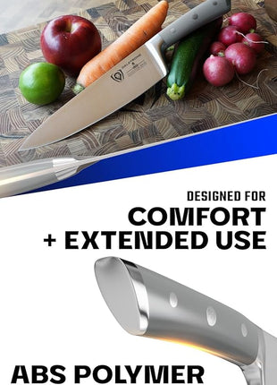 Dalstrong Chef Knife - 8 inch - Gladiator Series - Smoke Grey ABS Handle - Forged High Carbon German Steel - Full Tang Kitchen Knife - w/Sheath - Razor Sharp Cooking Chef's Knife - NSF Certified