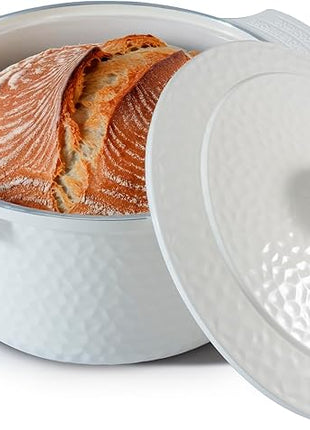 Gotham Steel Hammered 5 Qt Lightweight Dutch Oven Pot with Lid & Holders, Ceramic Non Toxic, Oven Safe & Even Heat Retaining Dutch Oven for Bread Baking Sourdough, Soup, 70% Lighter than Cast Iron