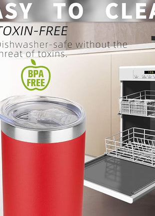 HASLE OUTFITTERS 20 oz Skinny Tumbler, Stainless Steel Insulated Slim Tumbler with Lid, Reusable Double Wall Travel Coffee Mug, Durable Powder Coated Travel Water Cup(Red, 1)