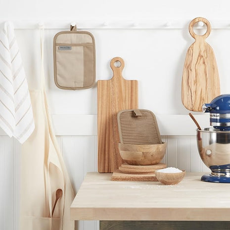 KitchenAid Beacon Two-Tone Non-Slip Pot Holder Set, Milkshake/Beige, 7"x10", 2 Piece