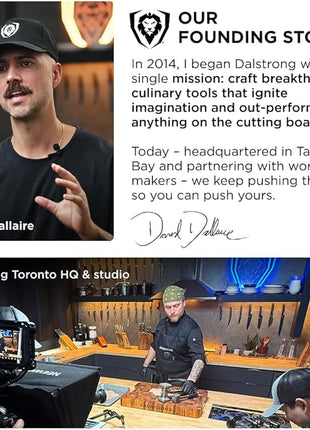 DALSTRONG Chef Knife - 8 inch Blade - Gladiator Series ELITE - Forged HC German Steel Chef's Knife - Razor Sharp Kitchen Knife - Professional Full Tang Knife - Black G10 Handle - Sheath -NSF Certified