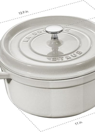 Staub Cast Iron 7-qt Round Cocotte - White Truffle, Made in France