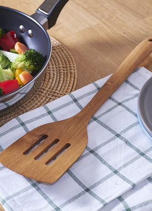 FAAY Teak Wooden Slotted Spatula Turner | Durable, Healthy, High Moist Resistance Teak Wood Spatula for Non Stick Cookware