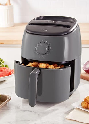 DASH Tasti-Crisp™ Express Air Fryer Oven, 2.6 Qt., Gray – Compact Air Fryer for Healthier Food in Minutes, Ideal for Small Spaces - Auto Shut Off, Analog, 1000-Watt