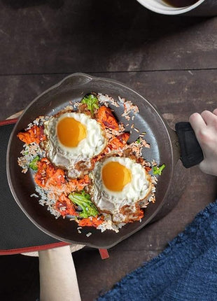 Cotton and Neoprene Oven Pads Pot Holders with Pocket 8"x8.5" Dual-Function Hot Pad Set for Finger Hand Wrist Protection Heat Resistant to 428°F Red