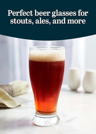 Libbey Classic Pub Beer Glasses Party Pack, Stackable, Modern Bar Glassware Set of 12, Large All Purpose Pint Beer Glasses for Stouts, Ales and More