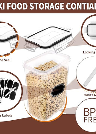 PRAKI Airtight Food Storage Containers Set with Lids - 24 PCS, BPA Free Kitchen and Pantry Organization, Plastic Leak-proof Canisters for Cereal Flour & Sugar - Labels & Marker
