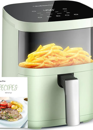 Air Fryer, Beelicious 8-in-1 Smart Compact 4QT Air Fryers, with Viewing Window, Shake Reminder, 450°F Digital Airfryer with Flavor-Lock Tech, Dishwasher-Safe & Nonstick, Light Green