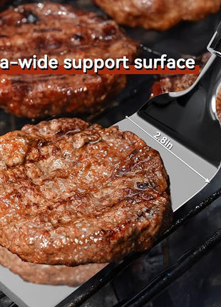Metal Spatula for Cast Iron Skillet Grill & BBQ, Flat Top Griddle Spatulas for Burgers Fish Eggs, Stainless Steel Turner Flipper for Kitchen Use