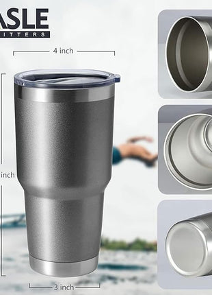 HASLE OUTFITTERS 30oz Stainless Steel Tumbler, Double Wall Vacuum Insulated Travel Mug Tumbler, Durable Insulated Coffee Mug, Gift Box Set (Grey, 12)