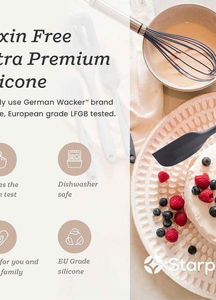 StarPack 'Scrape & Stir' Silicone Spatula Set (4 Pcs) - Heat Resistant Spatula Set 600°F - Food Grade Kitchen Spatulas - Nonstick Silicone Baking & Cooking Spatula - Rubber Spatulas for Kitchen Use