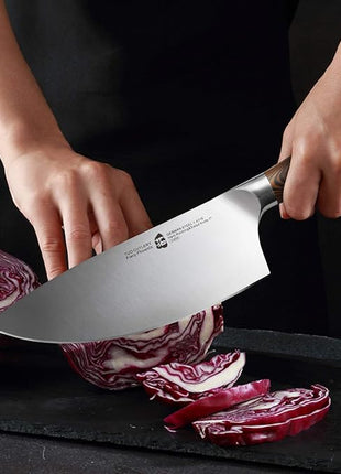 TUO Rocker Knife, 7 inch Salad Chopper Chef Knife for Herb Rocking and Veggie Chopping, Vegetable Cleaver in High Carbon Steel with Ergonomic Handle - Fiery Phoenix Series