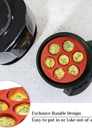 2 Pack Egg Bites Silicone Mold for Air Fryer, 7 Cups Muffin Pan Non-Stick Cupcake Baking Molds for Oven, Air Fryer, Pot