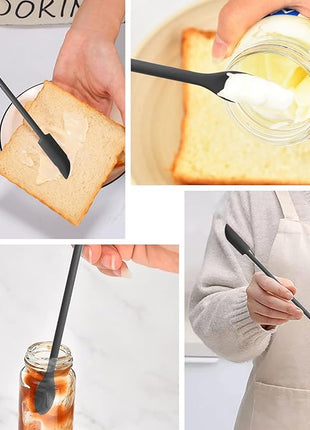 Silicone Spatula Set of 5, Rubber Spatulas Silicone Heat Resistant, Black Kitchen Spatula Set Dishwasher Safe for Nonstick Cookware Baking Cooking