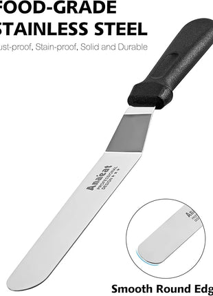 Anaeat Icing Spatula, Professional Cake Angled Offset Spatula with 8" Stainless Steel Blade - Thickened Frosting Knife with Durable Plastic Handle for Cake Decorating, Pastry & Baking