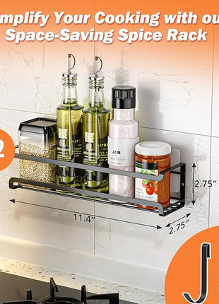Spice Rack wall mounted 2 Pack, Space-Saving Spice Organizer for Spice Jars and Seasonings,Screw or Adhesive Hanging Spice Rack Organizer for Your Kitchen Cabinet,or Pantry Door