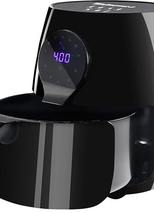 Elite Gourmet EAF5317D Digital 5.3Qt Hot Air Fryer 7 Menu Functions 1350W Oil-Less Healthy Cooker, Timer & Temperature Controls, PFOA/PTFE Free, Black