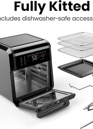 Chefman 12-Quart 6-in-1 Air Fryer Oven with Digital Timer, Touchscreen, and 12 Presets - Family Size Countertop Convection Oven, Dishwasher-Safe Parts