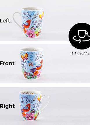 Divinity Boutique Ceramic Boxed Mugs, One Size, Sing Joy Bird (23579)