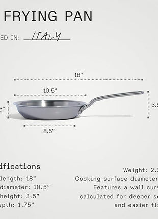 Made In Cookware - 8-Inch Stainless Steel Frying Pan - 5 Ply Stainless Clad - Professional Cookware - Crafted in Italy - Induction Compatible