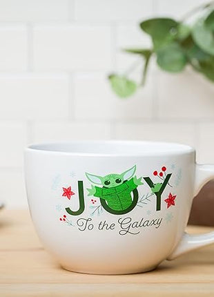 Silver Buffalo Star Wars Mandalorian Joy to the Galaxy Ceramic Soup Mug, 24-Ounces