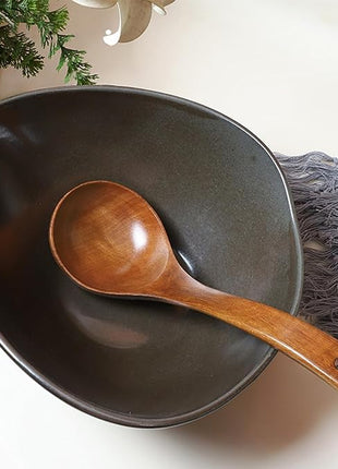 FJNATINH Wooden Soup Ladle with Long Handle Handmade Wooden Spoons for Cooking Kitchen Cookware Utensil
