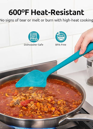 U-Taste Silicone Spoon Spatula Set, 600ºF High Heat Resistant Food Grade Flexible Rubber Scraper, Cooking Mixing Baking Kitchen Utensils Set of 3 (Multicolors)