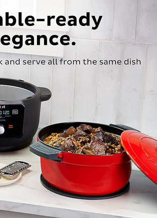 Instant Pot Electric Round Dutch Oven,6-Quart 1500W,From the Makers of Instant Pot,5-in-1: Braise,Slow Cook,Sear/Sauté,Food Warmer,Cooking Pan,Enameled Cast Iron,Included Recipe Book,Red
