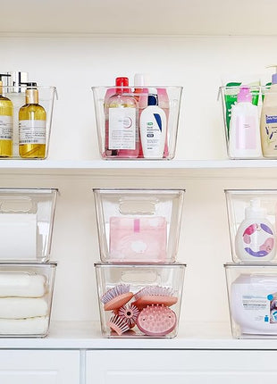 Vtopmart 8 Pack Clear Stackable Storage Bins with Lids, Large Plastic Containers with Handle for Pantry Organization and Storage,Perfect for Kitchen, Fridge, Cabinet, Bathroom Organizer