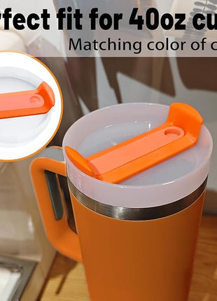 40 OZ Tumbler Lid Replacement Fit for Stanley Cup, 2 Pack Replacement Lids Fit for Stanley Travel Tumbler, Spill Proof Tumbler Covers for Stanley Cup Accessories (Opaque - Orange)