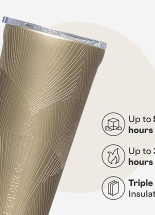 Corkcicle Classic Tumbler - Keeps Drinks Cold for 9 Hours & Hot for 3 - Triple-Insulated Stainless Steel - Holiday Tumbler Gift - 16 oz - Champagne Dreams