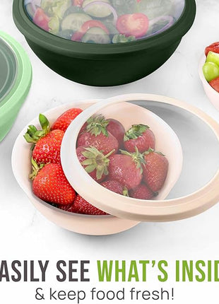 Zulay Kitchen 12 Piece Plastic Mixing Bowls with Leak-Proof Lids Set - Microwave and Freezer Safe Kitchen Mixing Bowls for Preparing, Serving and Storing - Large Nesting Bowls (Forest Ombre)