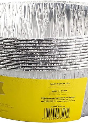 Lodge Silver 10 Inch Aluminum Foil Dutch Oven Liner - 100% Recyclable Dutch Oven Liner - Easy Camp Cooking Cleanup - 12 Pack